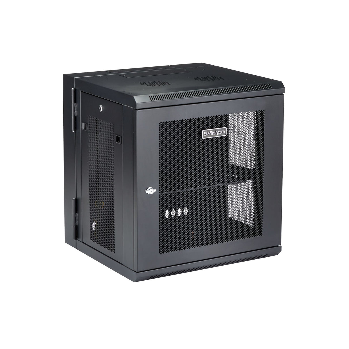 StarTech.com 4-Post 12U Wall Mount Network Cabinet with 1U Shelf, 19" Hinged Wall-Mounted Server Rack for Data / AV / Electronics / Computer Equipment, Flexible Vented Rack Enclosure