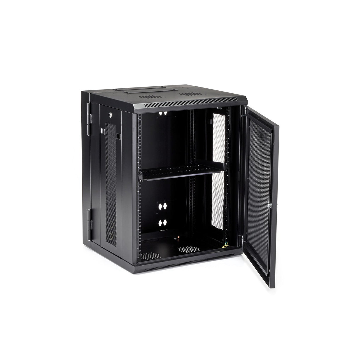 StarTech.com 4-Post 15U Wall Mount Network Cabinet with 1U Shelf, 19" Hinged Wall-Mounted Server Rack for Data / AV / Electronics / Computer Equipment, Flexible Vented Rack Enclosure