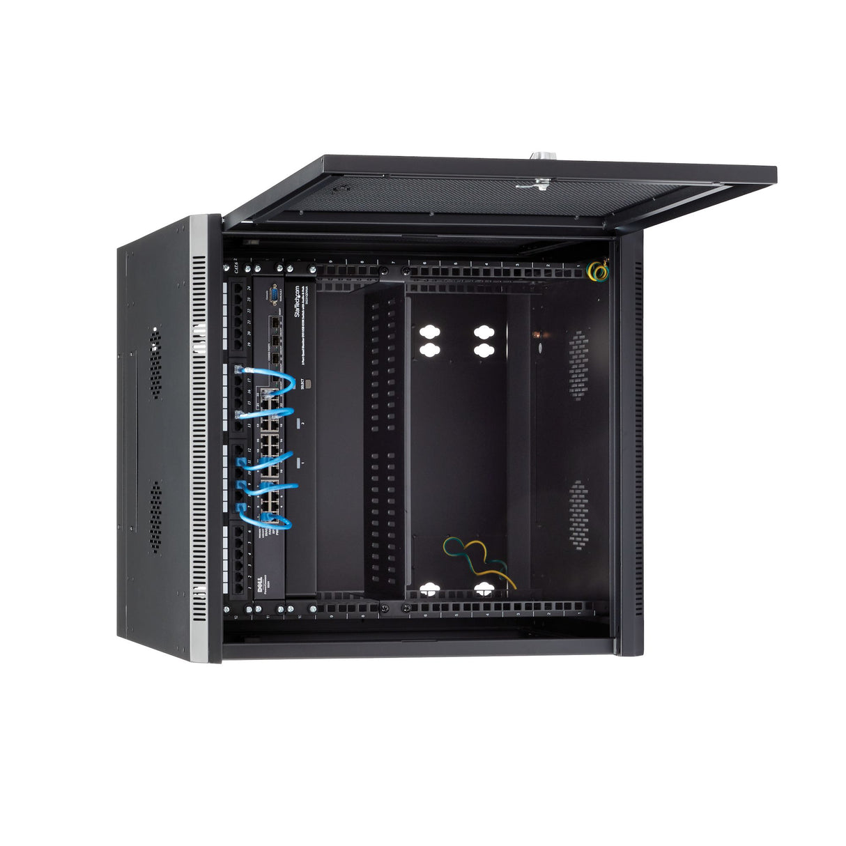 StarTech.com 4-Post 12U Wall Mount Network Cabinet with 1U Shelf, 19" Hinged Wall-Mounted Server Rack for Data / AV / Electronics / Computer Equipment, Flexible Vented Rack Enclosure