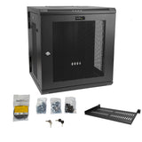 StarTech.com 4-Post 12U Wall Mount Network Cabinet with 1U Shelf, 19" Hinged Wall-Mounted Server Rack for Data / AV / Electronics / Computer Equipment, Flexible Vented Rack Enclosure