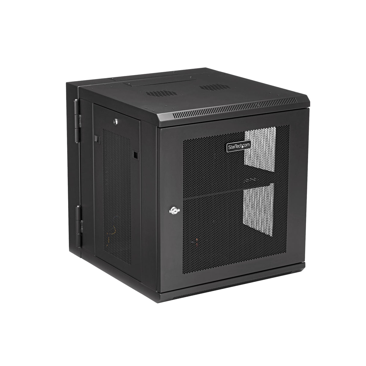 StarTech.com 4-Post 12U Wall Mount Network Cabinet with 1U Shelf, 19" Hinged Wall-Mounted Server Rack for Data / AV / Electronics / Computer Equipment, Flexible Vented Rack Enclosure