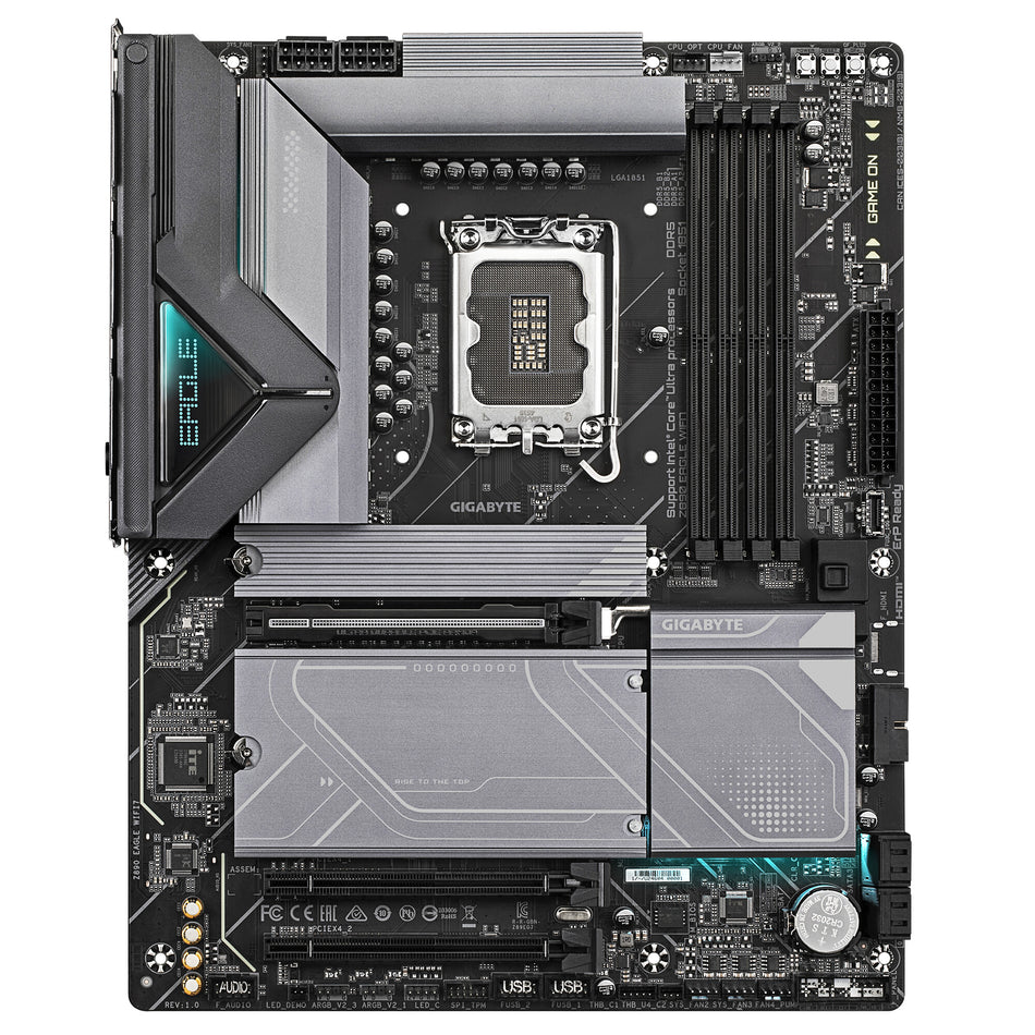 GIGABYTE Z890 EAGLE WIFI7 Motherboard - Supports Intel Core Ultra (Series 2) CPUs, 14+1+2 phases VRM, up to 8800MHz DDR5 (OC), 1xPCIe 5.0 + 3xPCIe 4.0, Wi-Fi 7, 2.5GbE LAN, USB 4