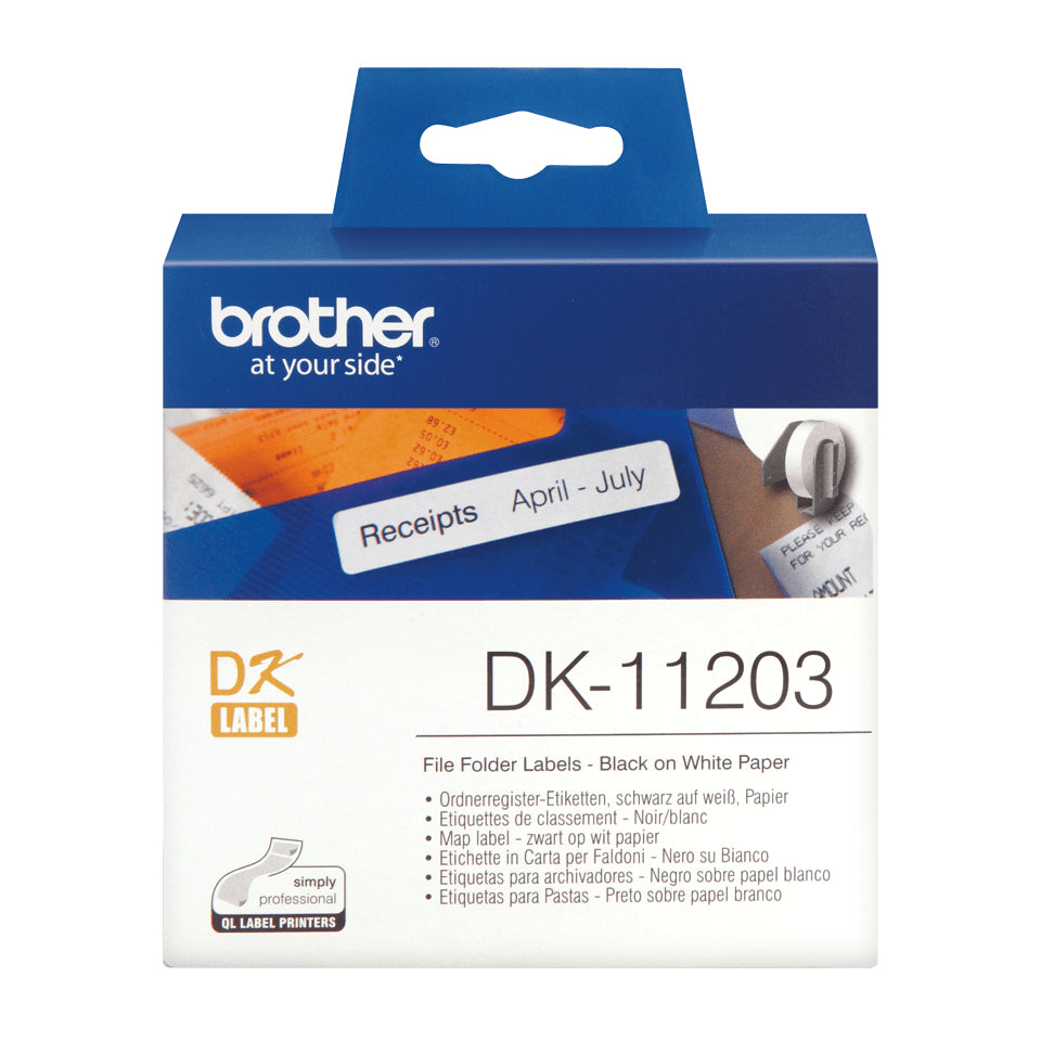 Brother DK-11203 DirectLabel Etikettes 17mm x 87mm 300 for Brother P-Touch QL/700/800/QL 12-102mm/QL 12-103.6mm