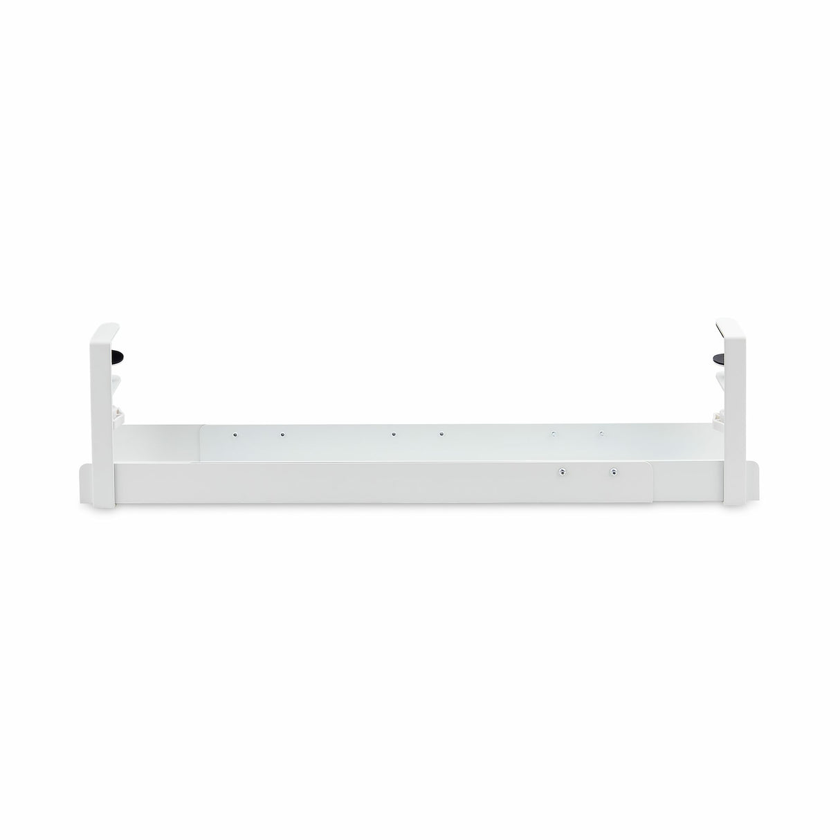 StarTech.com Under Desk Cable Management Tray, Length Adjustable Cable Organizer, Clamp-On Installation, No Drilling Required, Power Bar Holder, White