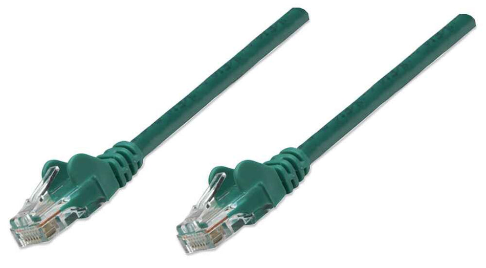 Intellinet Network Patch Cable, Cat5e, 3m, Green, CCA, U/UTP, PVC, RJ45, Gold Plated Contacts, Snagless, Booted, Lifetime Warranty