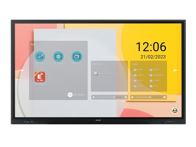 Sharp PN-LC752 Digital signage flat panel 190.5 cm (75") LCD Wi-Fi 450 cd/m² 4K Ultra HD Black Touchscreen Built-in processor Android 11 16/7