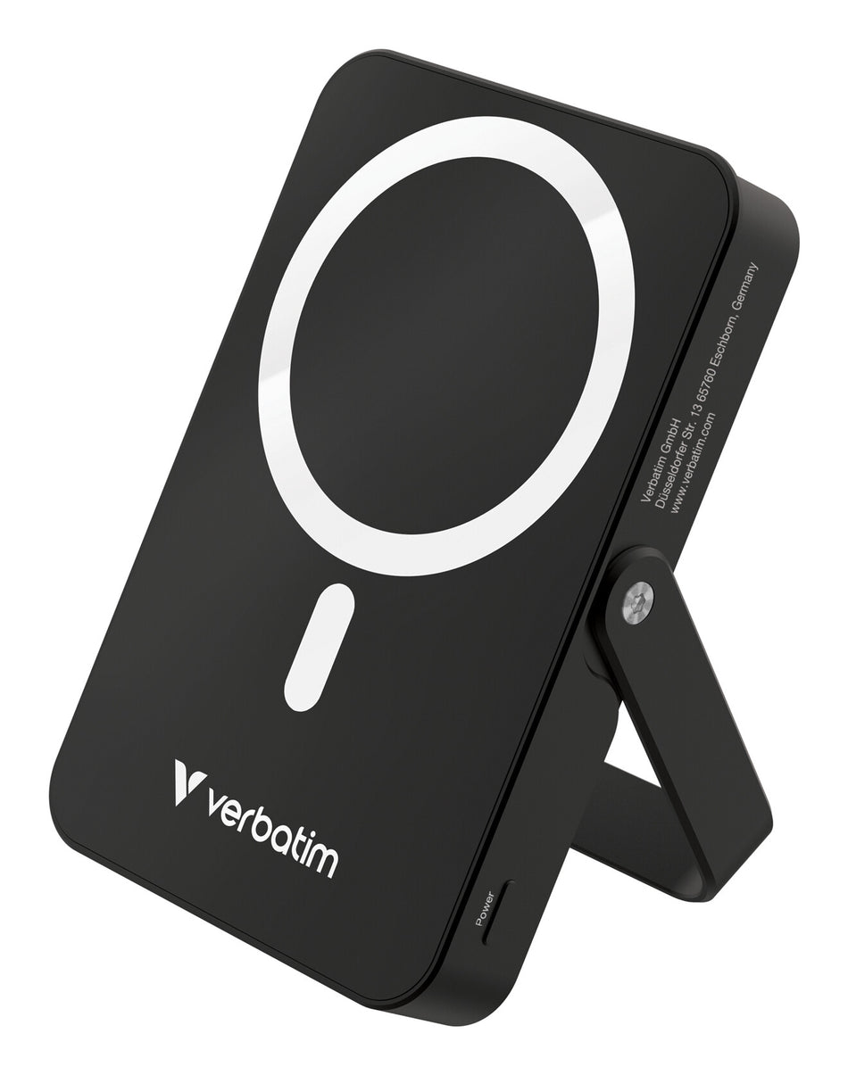 Verbatim Charge 'n' Go Magnetic Wireless Power Bank with stand - 10000 mAh Black