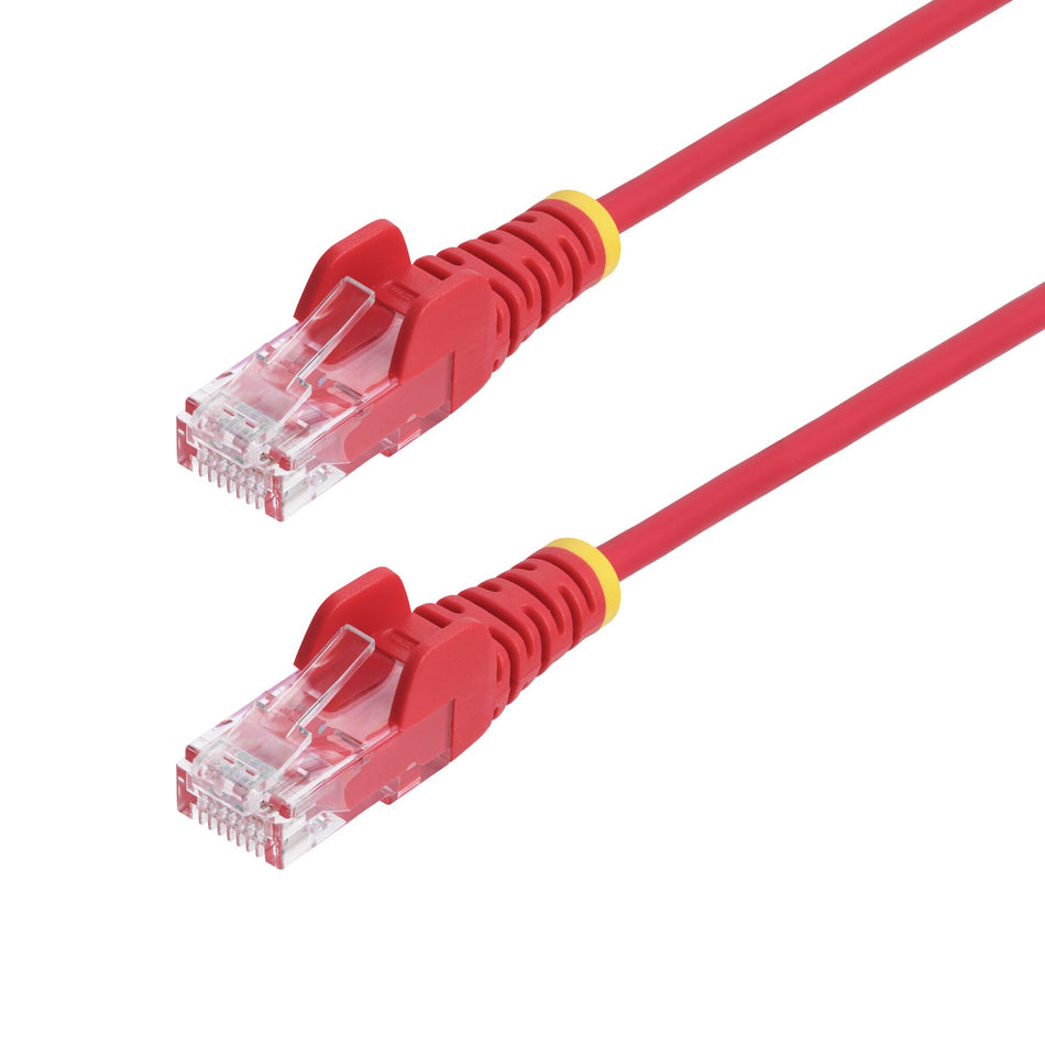 StarTech.com 10m Red Slim CAT6 Ethernet Cable, Snagless, 100W PoE, UTP, LSZH, 28AWG Pure Bare Copper Wire, Slim RJ45 Network Patch Cord w/Strain Reliefs, Fluke Tested
