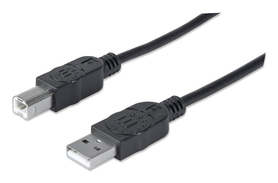 Manhattan USB-A to USB-B Cable, 5m, Male to Male, 480 Mbps (USB 2.0), Hi-Speed USB, Black, Lifetime Warranty, Equivalent to USB2HAB5M.