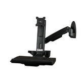 StarTech.com Wall Mount Workstation - Articulating Full Motion Standing Desk with Ergonomic Height Adjustable Monitor & Keyboard Tray Arm - Mouse & Scanner Holders - Single VESA Display