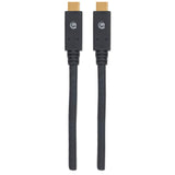 Manhattan USB-C to USB-C Cable, 2m, Male to Male, Black, 5 Gbps (USB 3.2 Gen1 aka USB 3.0), 3A (fast charging), Equivalent to USB315CC2M, SuperSpeed USB, Lifetime Warranty, Polybag