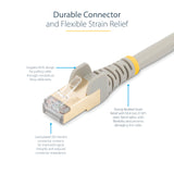 StarTech.com 10m CAT6a Ethernet Cable - 10 Gigabit Shielded Snagless RJ45 100W PoE Patch Cord - 10GbE STP Network Cable w/Strain Relief - Grey Fluke Tested/Wiring is UL Certified/TIA