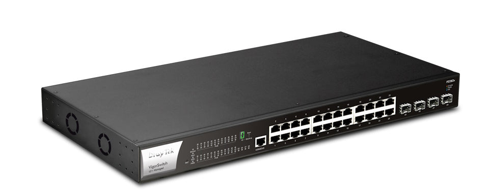 DrayTek VigorSwitch P2282x L2+ Managed 24-Port Gigabit PoE Switch with 4 x 10GbE SFP+ Ports and Power Backup Input