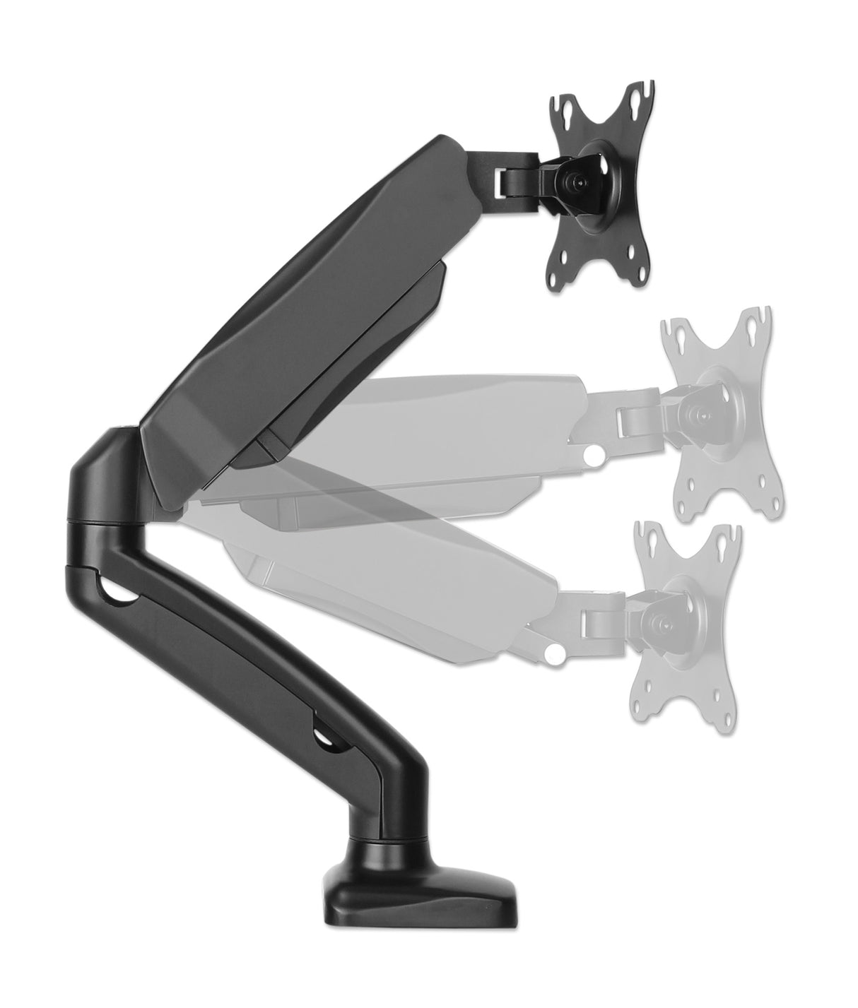 Manhattan TV & Monitor Mount, Desk, Full Motion (Spring), Screen Sizes: 10-27", Black, C-Clamp or Grommet Assembly, VESA 75x75 to 100x100mm, Max 9kg