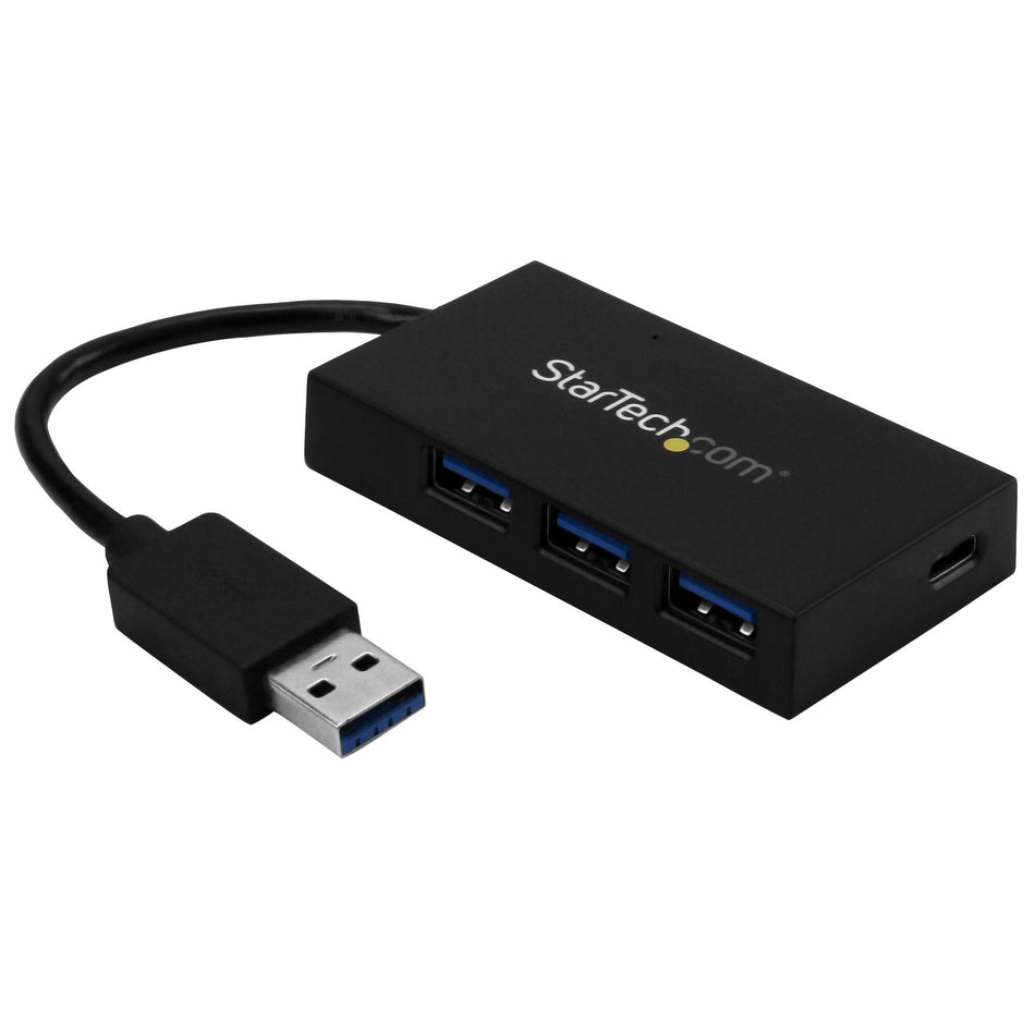 StarTech.com 4 Port USB 3.0 Hub - USB Type-A Hub with 1x USB-C & 3x USB-A (SuperSpeed 5Gbps) - USB Bus or Self-Powered - Portable USB 3.1/3.2 Gen 1 BC 1.2 Charging Hub w/ Power Adapter~4 Port USB 3.0 Hub - USB Type-A Hub with 1x USB-C & 3x USB-A (SuperSpe