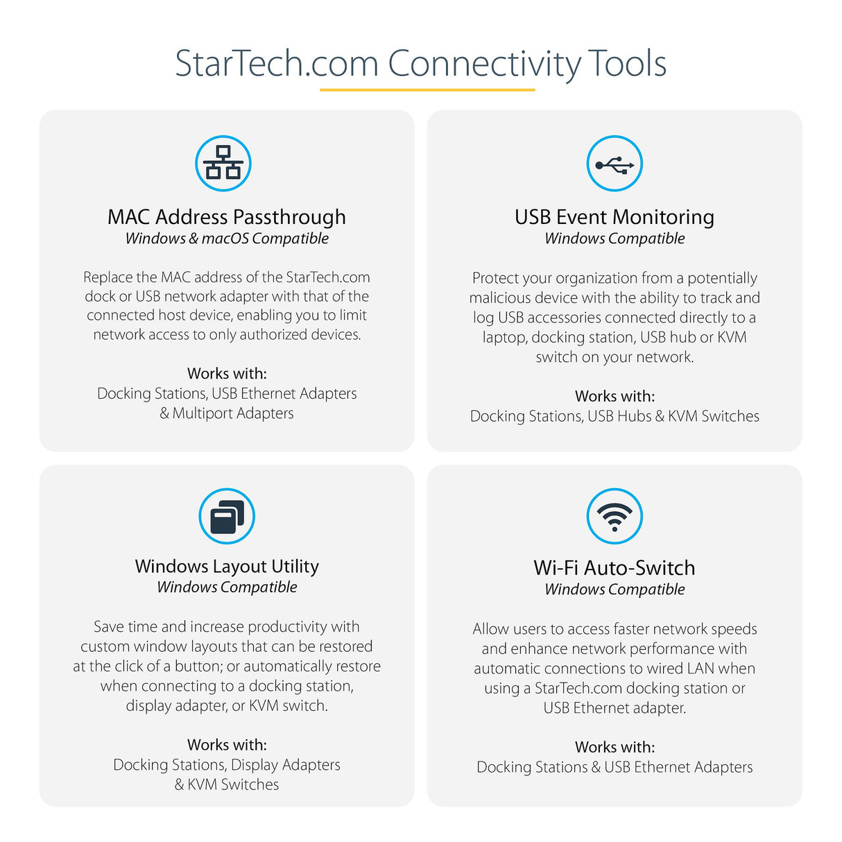 StarTech.com USB-C & USB-A Dock - Hybrid Universal Laptop Docking Station w/ Dual Monitor 4K60Hz HDMI & DisplayPort - USB 3.1 Gen 1 Hub, GbE - 60W Power Delivery - Windows, Mac & Chrome