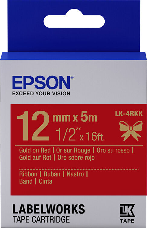 Epson Label Cartridge Satin Ribbon LK-4RKK Gold/Red 12mm (5m)