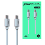 PREVO USB 2.0 60W C to C PVC cable, 20V/3A, 480Mbps, Injection moulding + PVC, White, Superior Design & Perfornance, Retail Box Packaging USB cable USB C