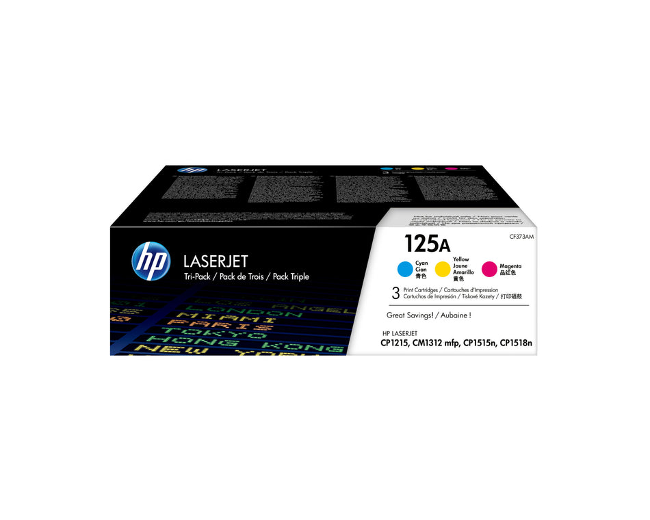 HP 125A 3-pack Cyan/Magenta/Yellow Original LaserJet Toner Cartridges