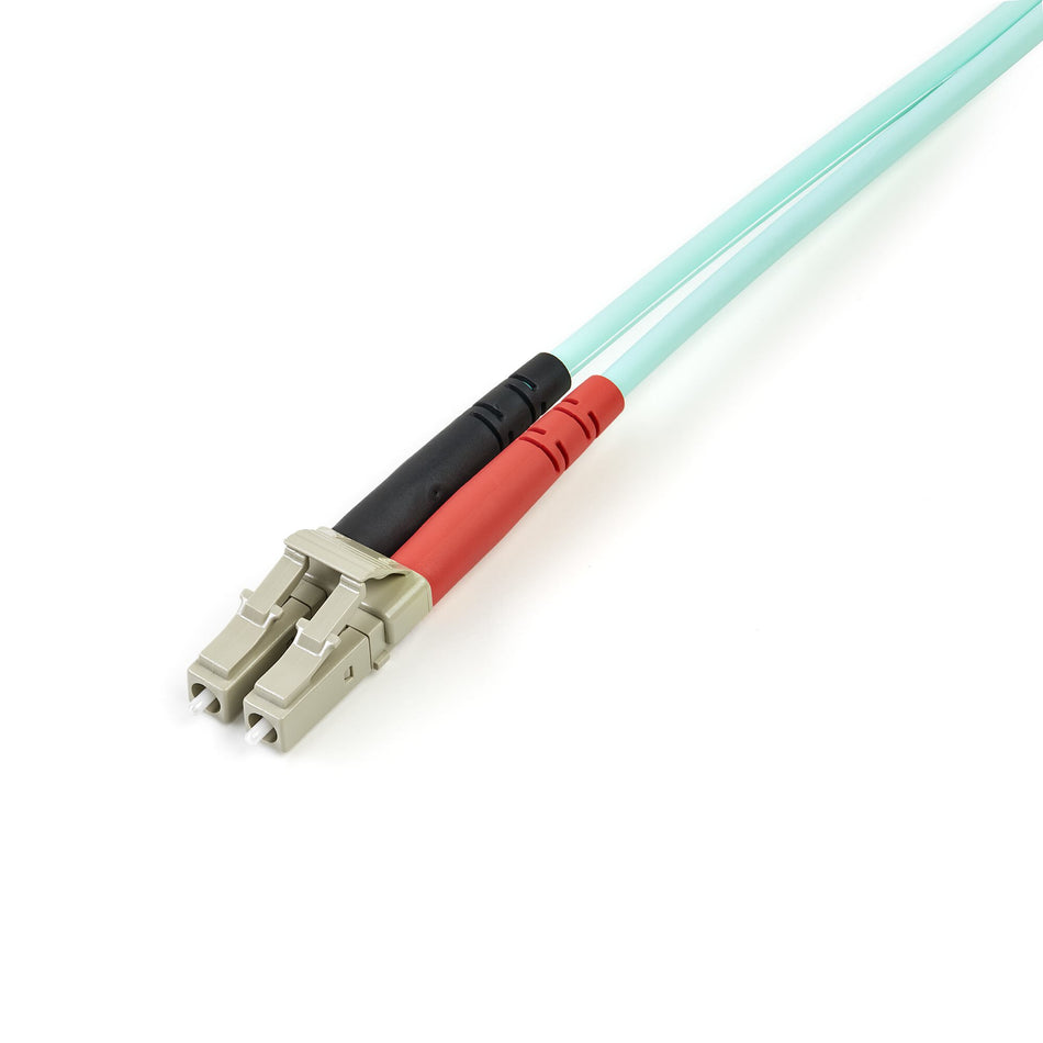 StarTech.com 3m (10ft) LC/UPC to LC/UPC OM3 Multimode Fiber Optic Cable, Full Duplex 50/125µm Zipcord Fiber Cable, 100G, Low Insertion Loss, LSZH Fiber Jumper Cord