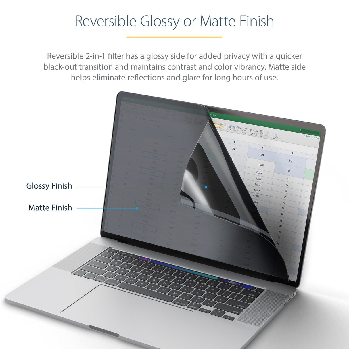 StarTech.com 14-inch MacBook Pro 21/23 Laptop Privacy Screen, Anti-Glare Privacy Filter with 51% Blue Light Reduction, Monitor Screen Protector with +/- 30 deg. Viewing Angle, Reversible Matte/Glossy Sides