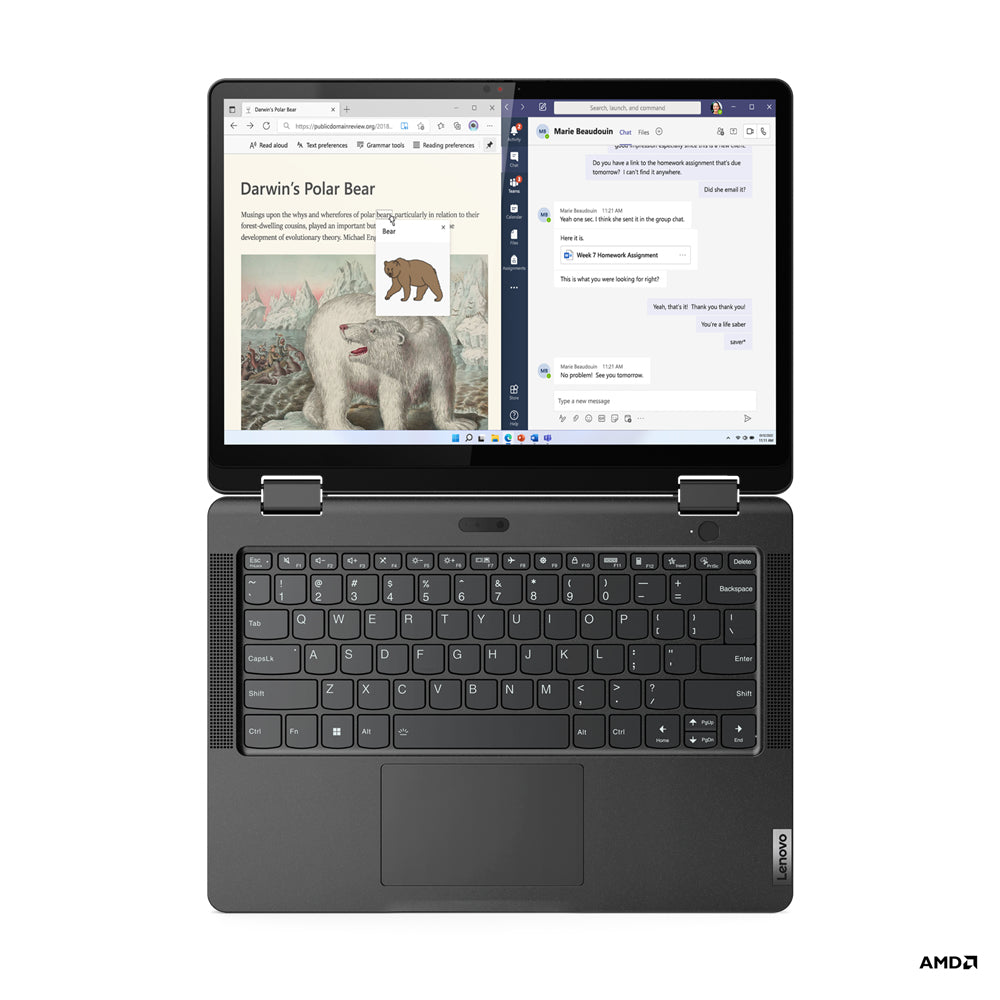 Lenovo 13w Yoga AMD Ryzen™ 5 7530U Hybrid (2-in-1) 33.8 cm (13.3") Touchscreen WUXGA 8 GB DDR4-SDRAM 256 GB SSD Wi-Fi 6 (802.11ax) Windows 11 Pro Black