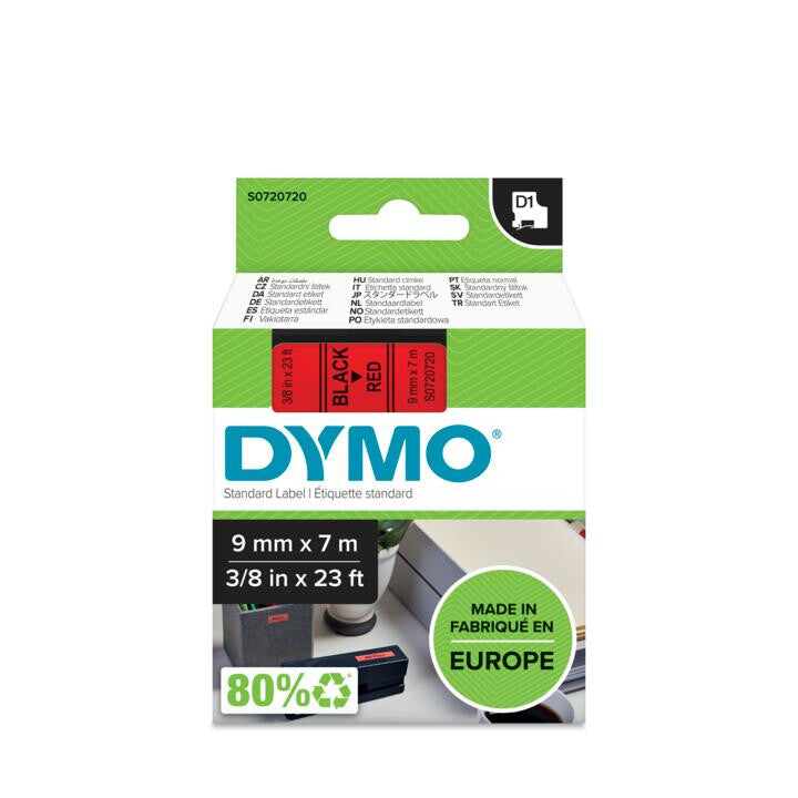 DYMO D1 Standard - Black on Red - 9mm