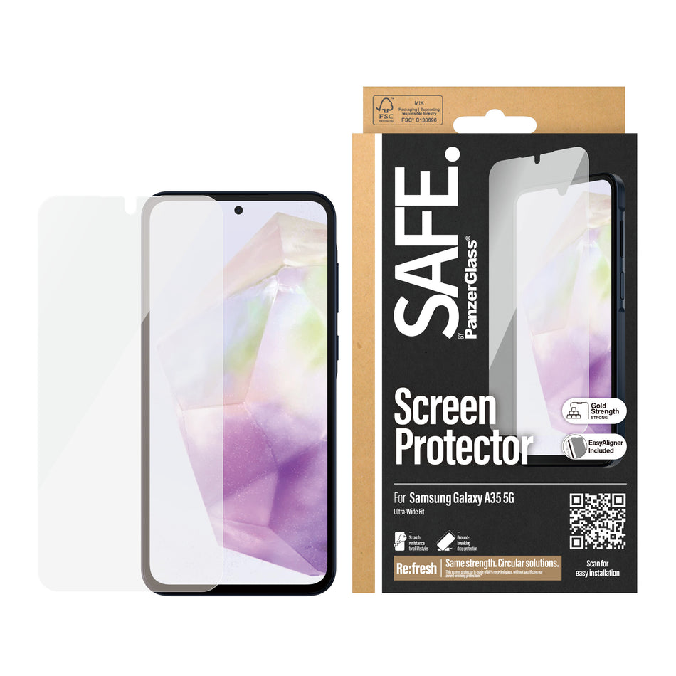 PanzerGlass SAFE. by ® Screen Protector Samsung Galaxy A35 5G | Ultra-Wide Fit w. EasyAligner