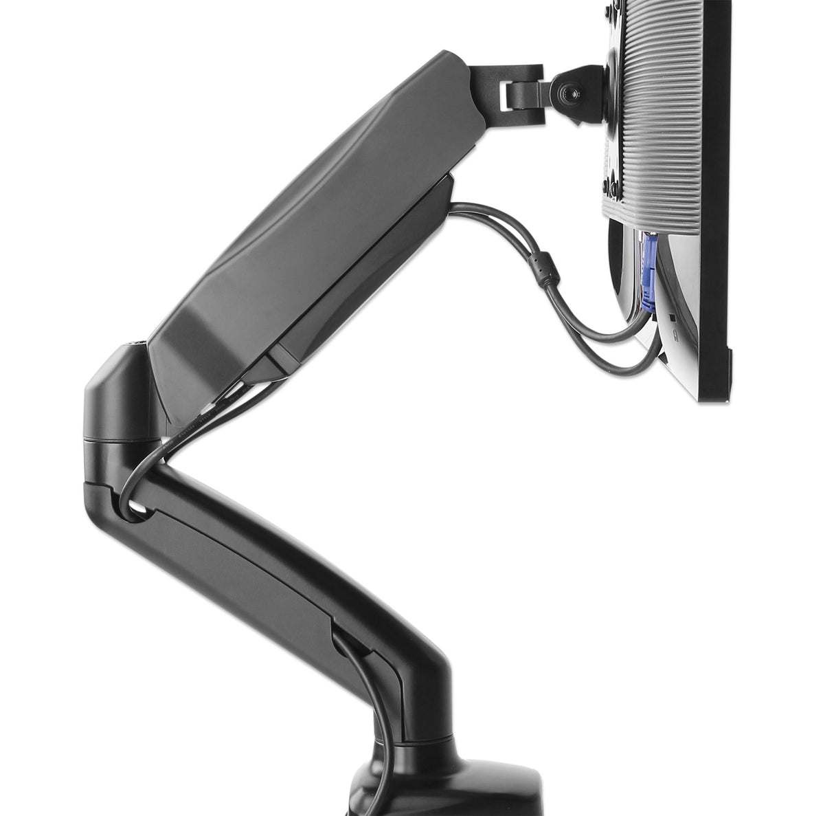 Manhattan TV & Monitor Mount, Desk, Full Motion (Spring), Screen Sizes: 10-27", Black, C-Clamp or Grommet Assembly, VESA 75x75 to 100x100mm, Max 9kg