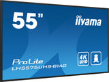 iiyama LH5575UHS-B1AG Signage Display Digital signage flat panel 138.7 cm (54.6") LCD Wi-Fi 500 cd/m² 4K Ultra HD Black Built-in processor Android 11 24/7