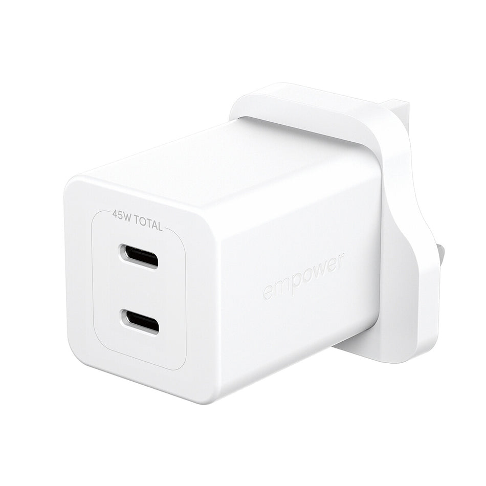 PanzerGlass empower by ® Turbo 45W Charger incl. 2 x USB-C | UK Plug | Silver White