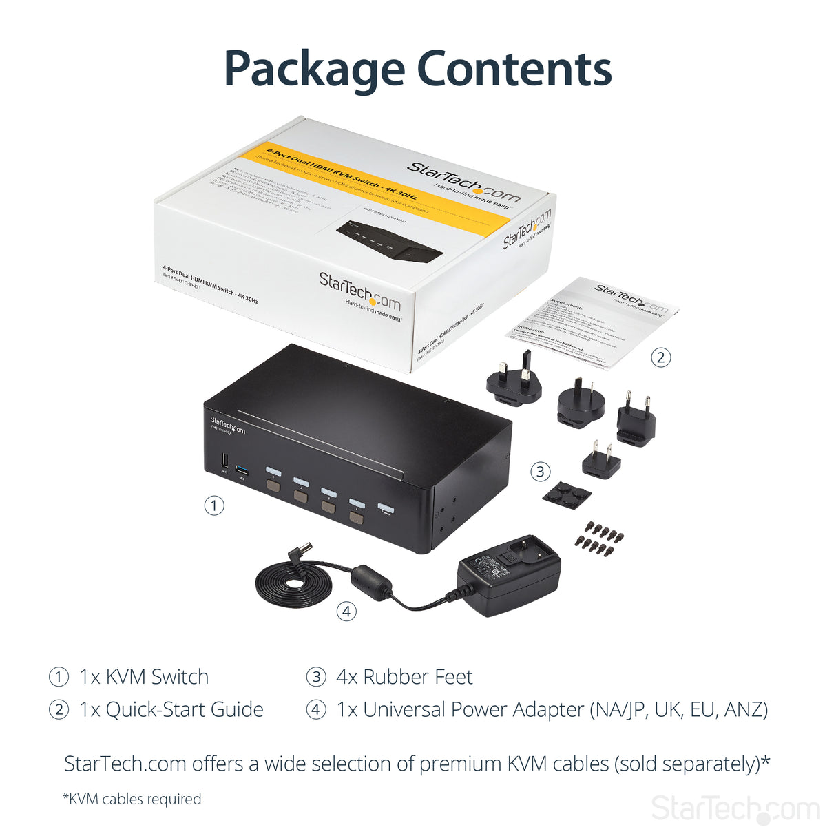 StarTech.com 4 Port HDMI KVM Switch - 4K 30Hz - Dual Display