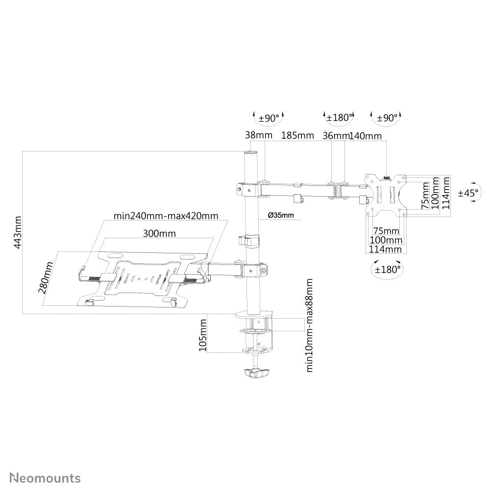 Neomounts monitor/laptop desk mount