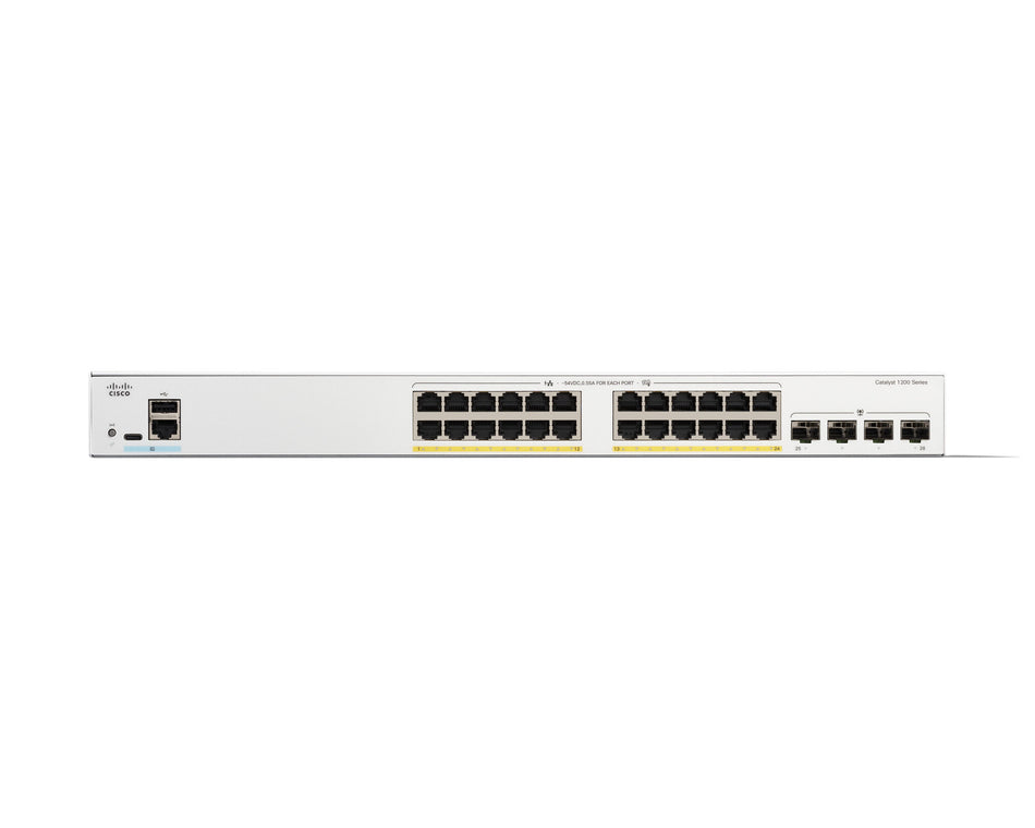 Cisco Catalyst 1200-24P-4G Smart Switch, 24 Port GE, PoE, 4x1GE SFP, Limited Lifetime Protection (C1200-24P-4G)