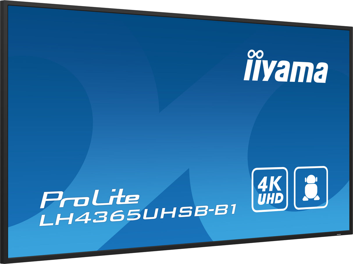 iiyama LH4365UHSB-B1 Signage Display Kiosk design 108 cm (42.5") LED Wi-Fi 800 cd/m² 4K Ultra HD Black Built-in processor Android 11 24/7