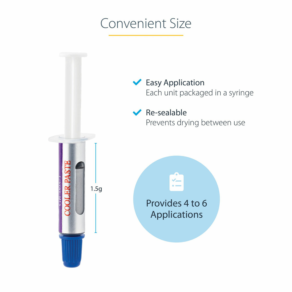 StarTech.com Thermal Paste, Metal Oxide Compound, Re-sealable Syringe (1.5g), CPU Heat Sink Thermal Grease Paste