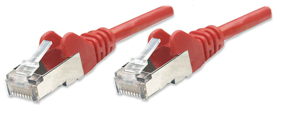 Intellinet Network Patch Cable, Cat5e, 7.5m, Red, CCA, SF/UTP, PVC, RJ45, Gold Plated Contacts, Snagless, Booted, Lifetime Warranty