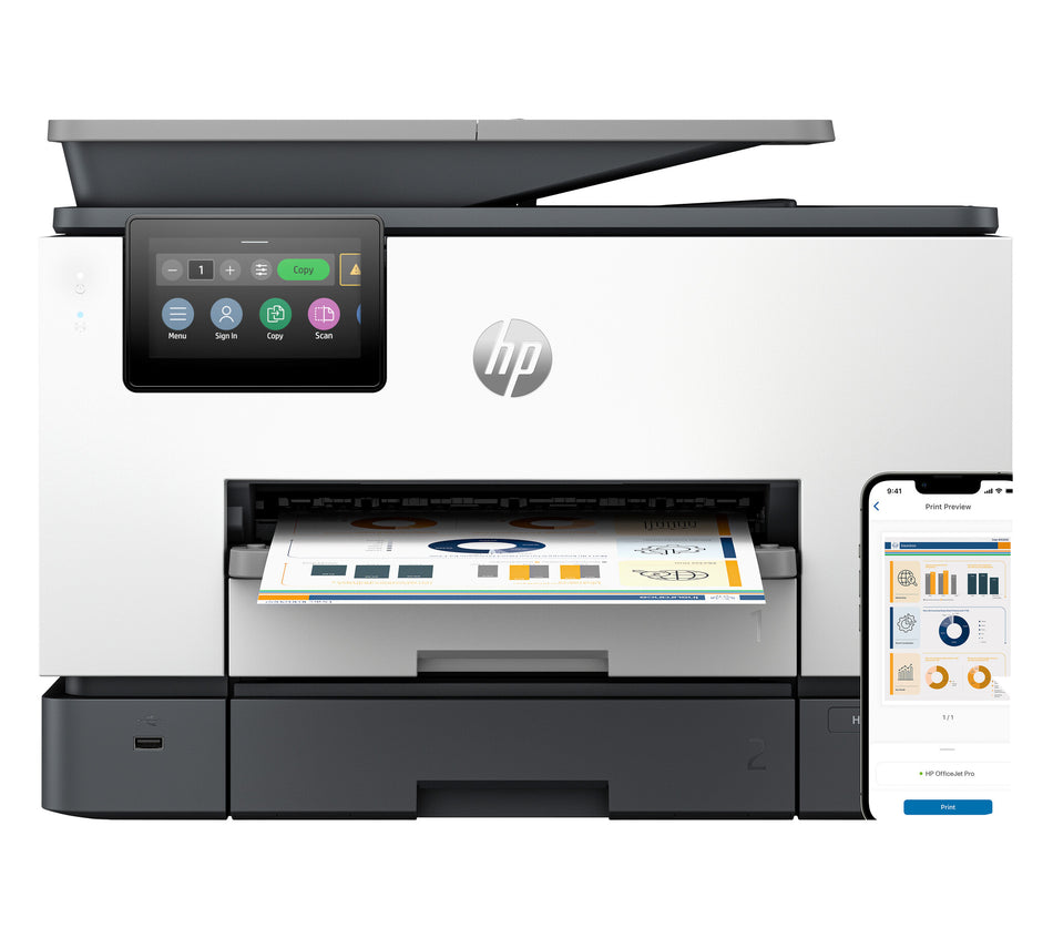 HP OfficeJet Pro 9130b Wireless All-in-One Color Printer, Two-sided printing; Copier, Scanner