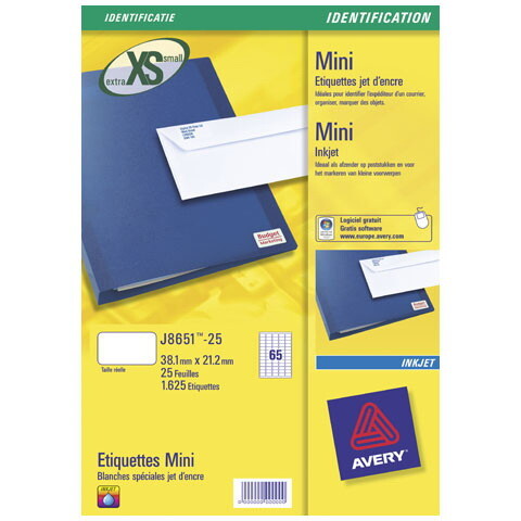 Avery J8651-25 printer label White