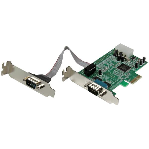 StarTech.com 2-Port Low Profile Native RS232 PCI Express Serial Adapter Card, 16550 UART, PCIe to Dual Serial DB9, Windows & Linux, TAA - Replaced by PEX2S953LP