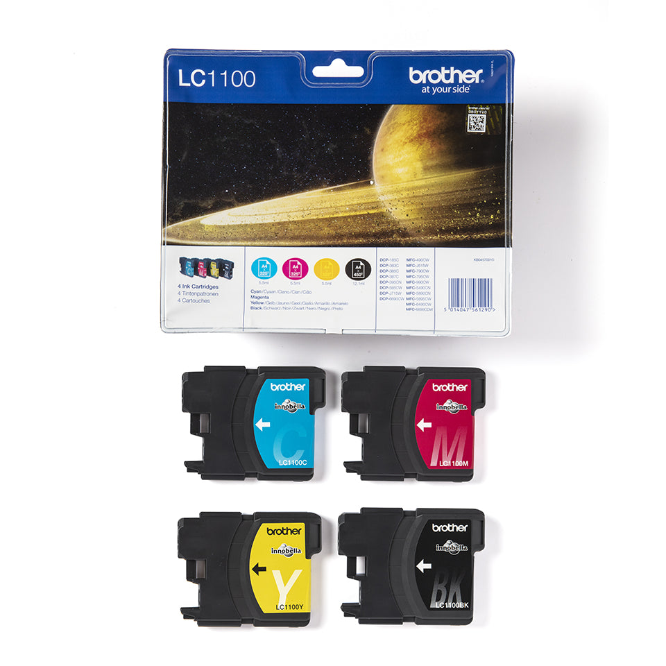 Brother LC-1100VALBP Ink cartridge multi pack Bk,C,M,Y 450pg + 3x325pg, 9.5ml+3x7.5ml Pack=4 for Brother DCP 185 C/MFC 6490 C