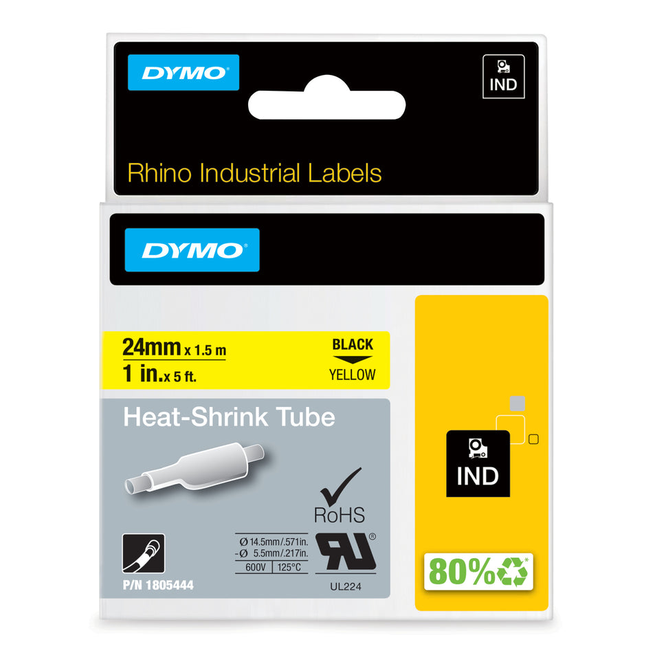 DYMO IND Heat-Shrink Tube Labels - 24mm x 1,5m