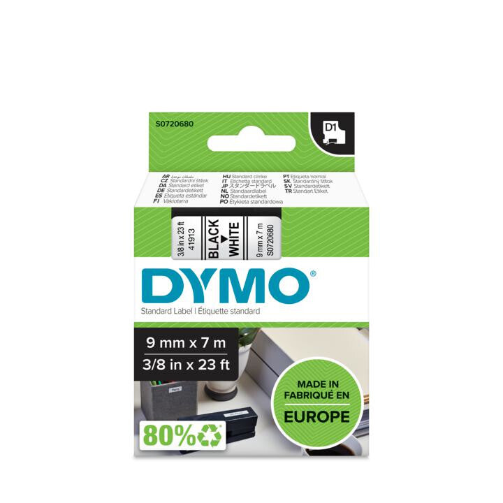 DYMO D1 Standard - Black on White - 9mm