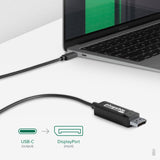 Plugable Technologies USB C to DisplayPort Cable 6 feet (1.8m), Up to 4K at 60Hz, USB C DisplayPort Cable - Compatible with Thunderbolt and USB-C - Driverless