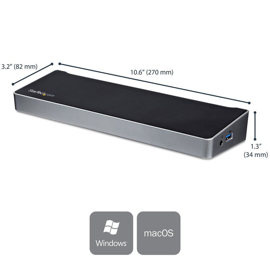 StarTech.com 4K USB-C Dock , Triple UHD 4K Monitor Docking Station, Mac & Windows, USB C to HDMI & DisplayPort, 60W Power Delivery, 5x USB 5Gbps Hub - TAA