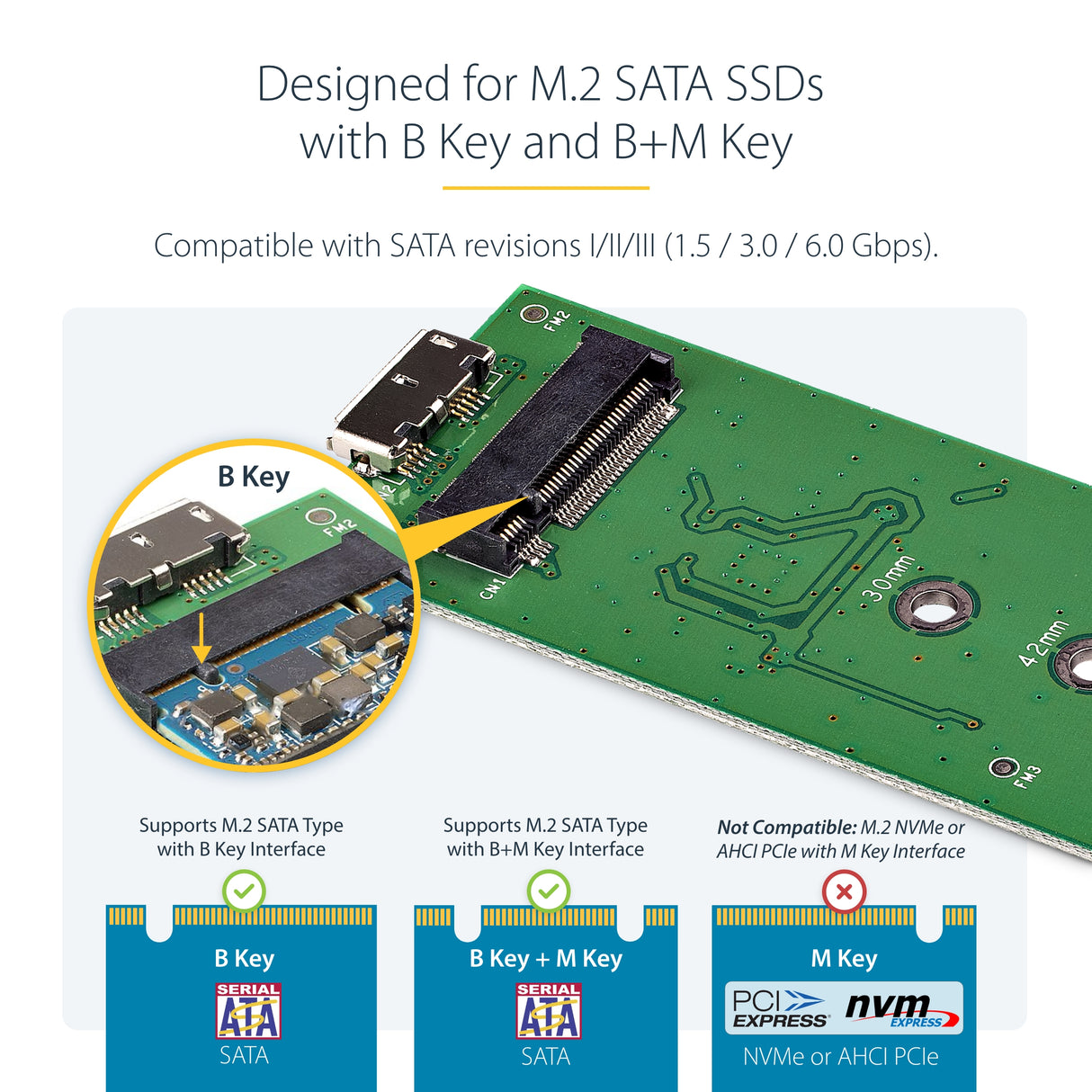 StarTech.com M.2 SSD Enclosure for M.2 SATA SSDs - USB 3.0 (5Gbps) with UASP