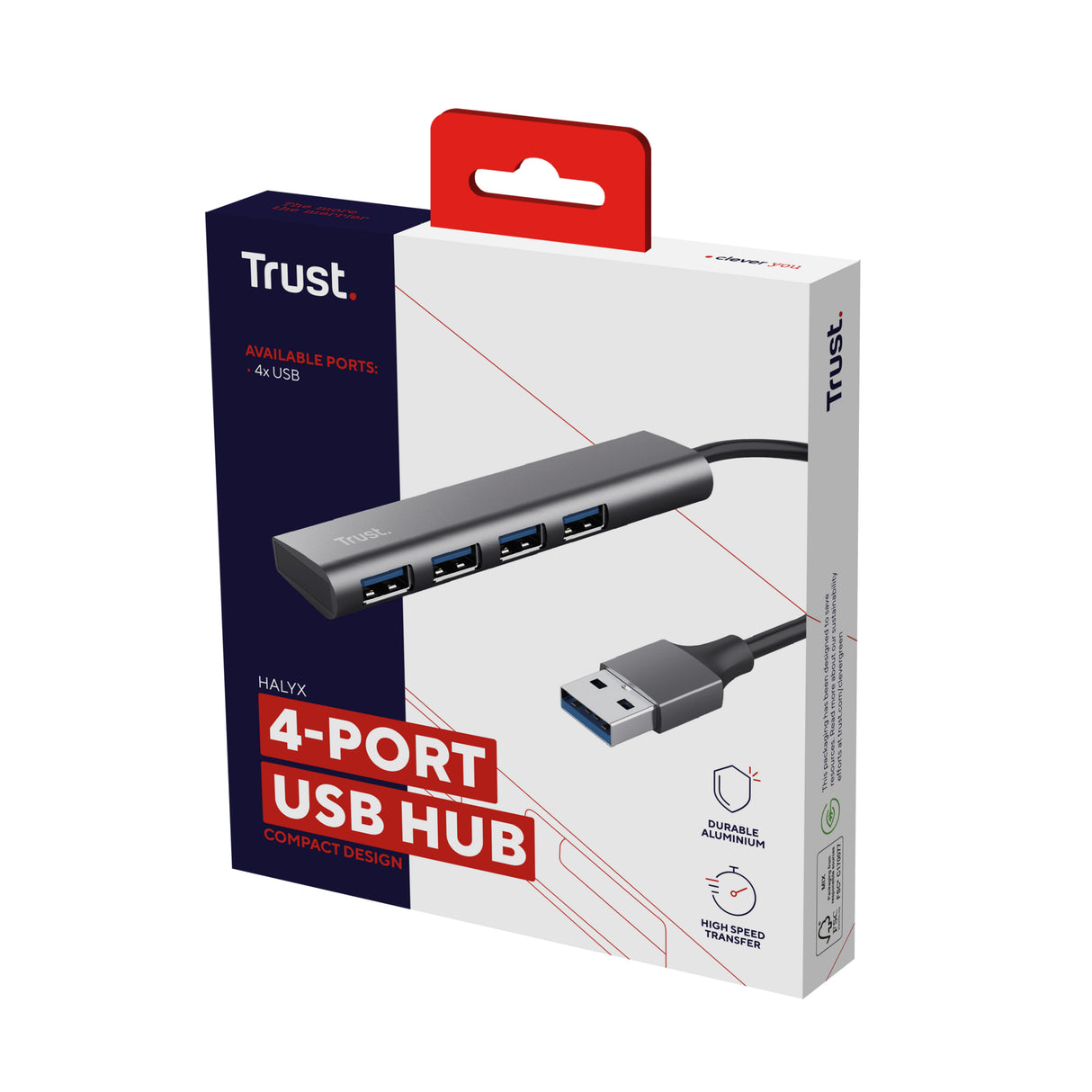 Trust Halyx USB 3.2 Gen 1 (3.1 Gen 1) Type-A 5 Mbit/s Black, Grey