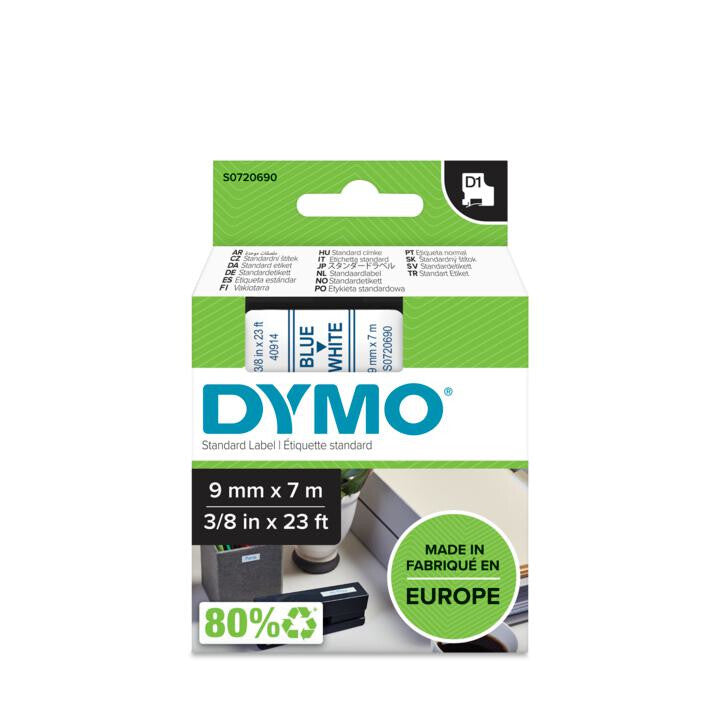 DYMO D1 Standard - Blue on White - 9mm