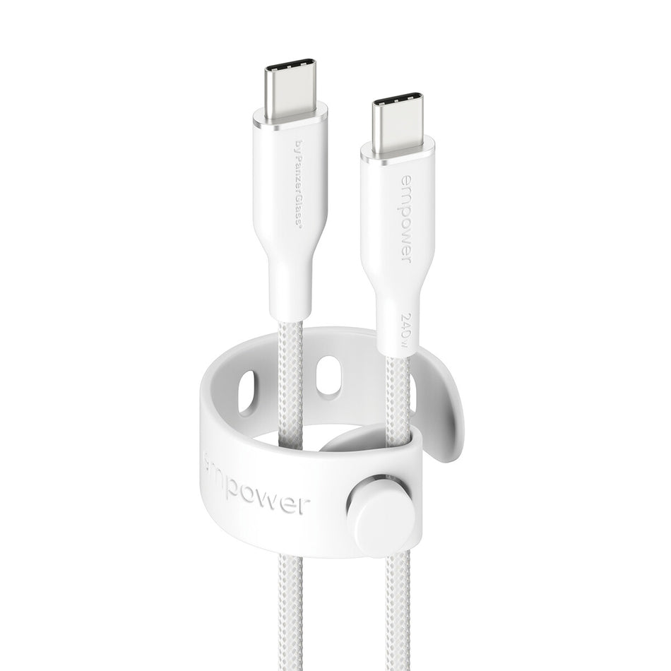 PanzerGlass empower by ® Racing 240W USB-C to USB-C Cable | USB 2.0 | 1.2M | Silver White
