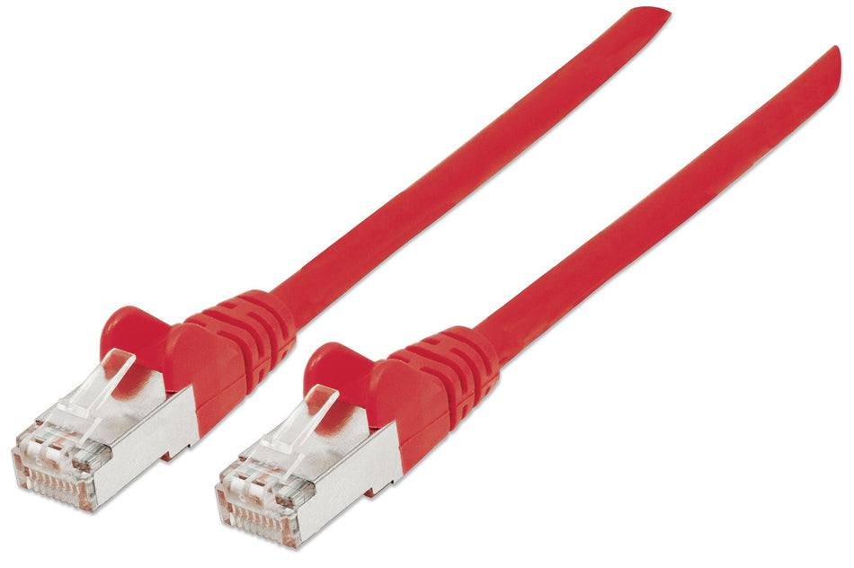 Intellinet Network Patch Cable, Cat5e, 15m, Red, CCA, SF/UTP, PVC, RJ45, Gold Plated Contacts, Snagless, Booted, Lifetime Warranty